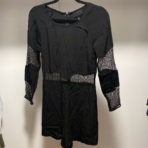 NWOT H&M Premium collection black romper with sheer mid and sleeve cut out s 6